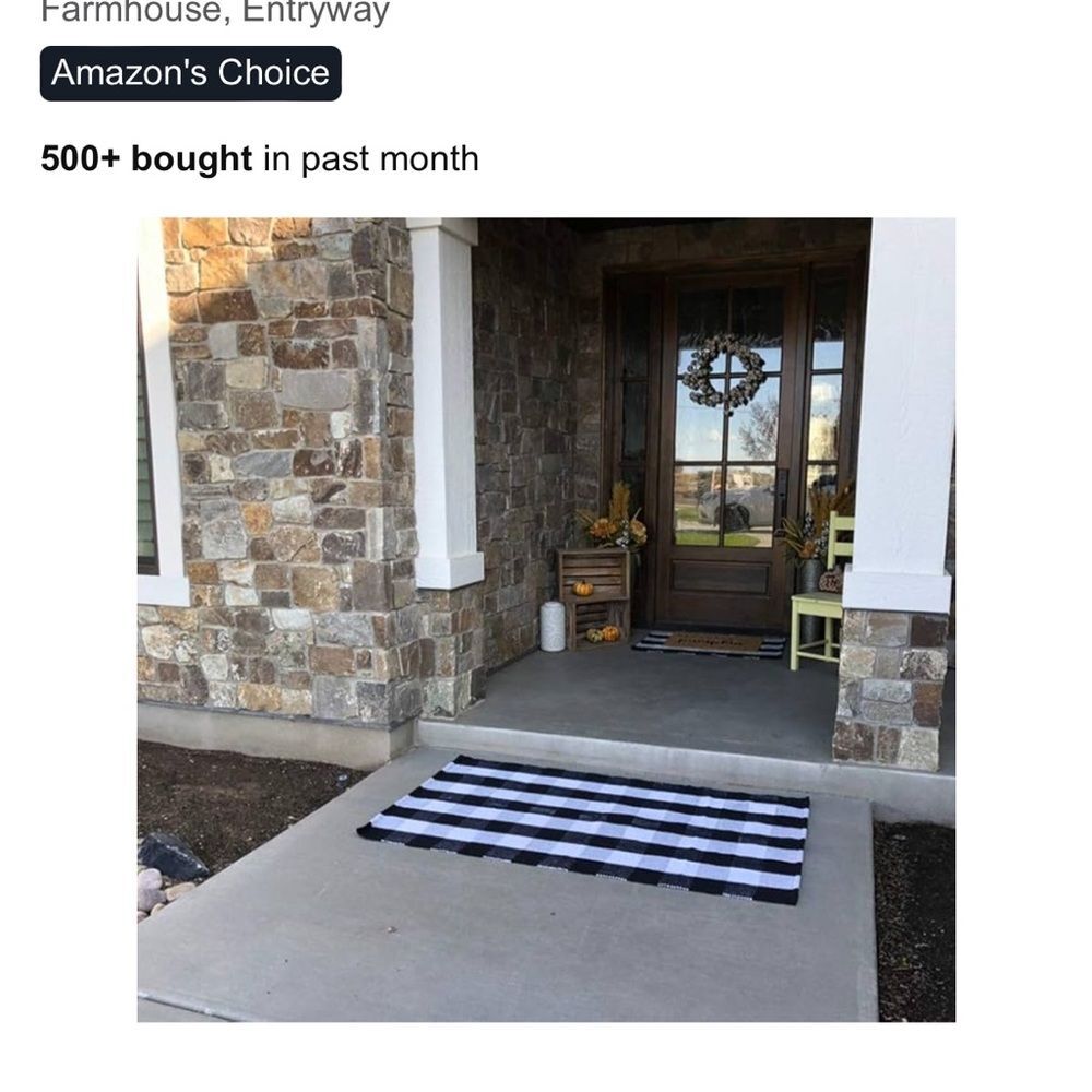 Black and White Checkered Outdoor Rug NEW farmhouse 27.5 x 43 inches